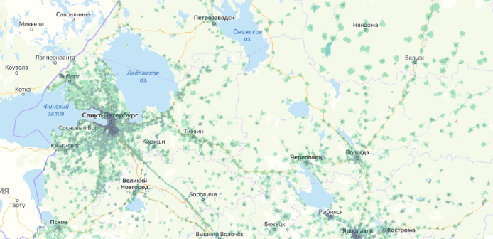 Зона покрытия МТС на карте Химки 